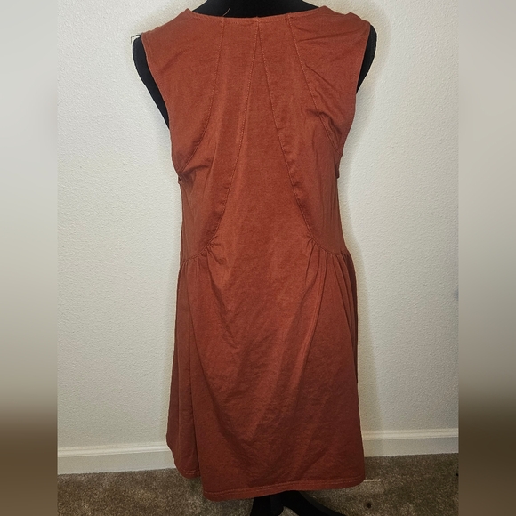 Rust Babydoll Cotton Mini Dress V Neck Size S - Picture 4 of 9